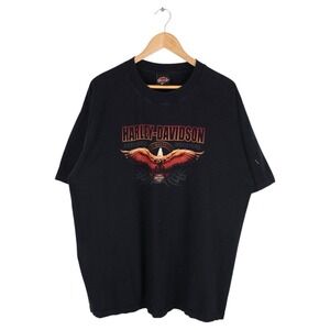 Vintage Harley-Davidson Graphic T-Shirt Black Eagle Short Sleeve 2XL Kansas City